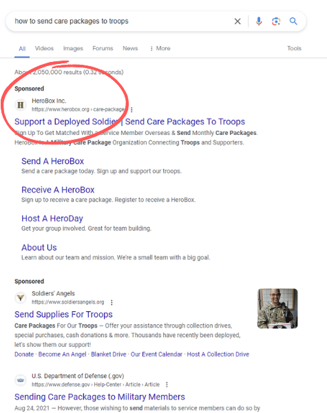 example of connecting via google ads