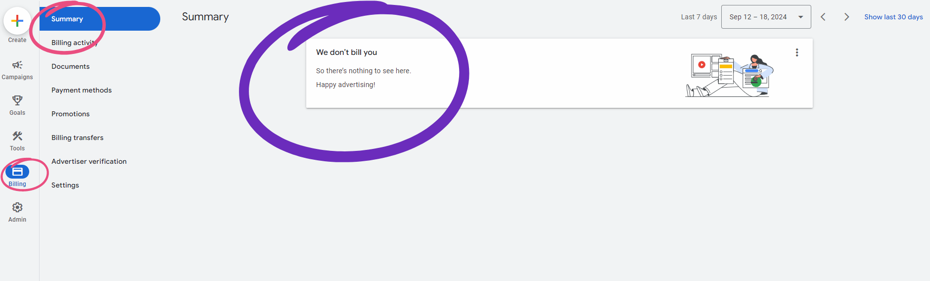 google ad grant billing page example