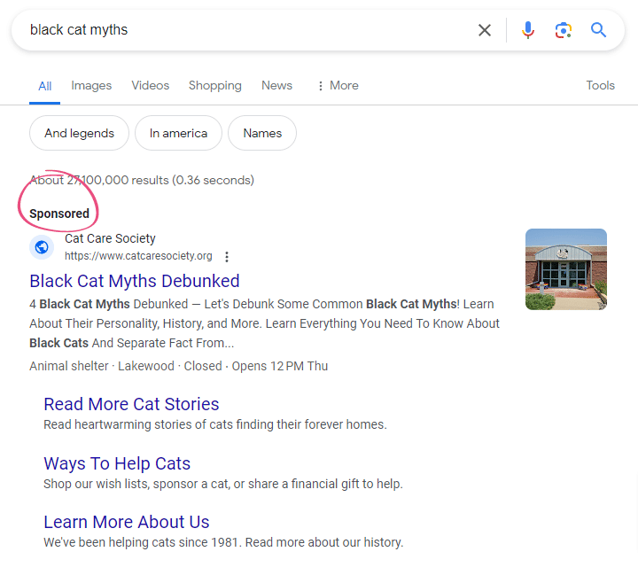 black cat math content google ad grant result